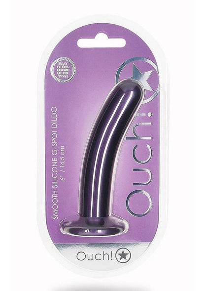 Ouch! Smooth G-Spot Silicone Dildo 6in - Metallic