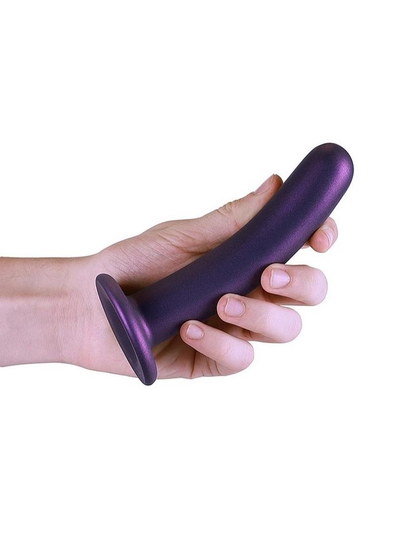 Ouch! Smooth G-Spot Silicone Dildo 6in - Metallic - Purple