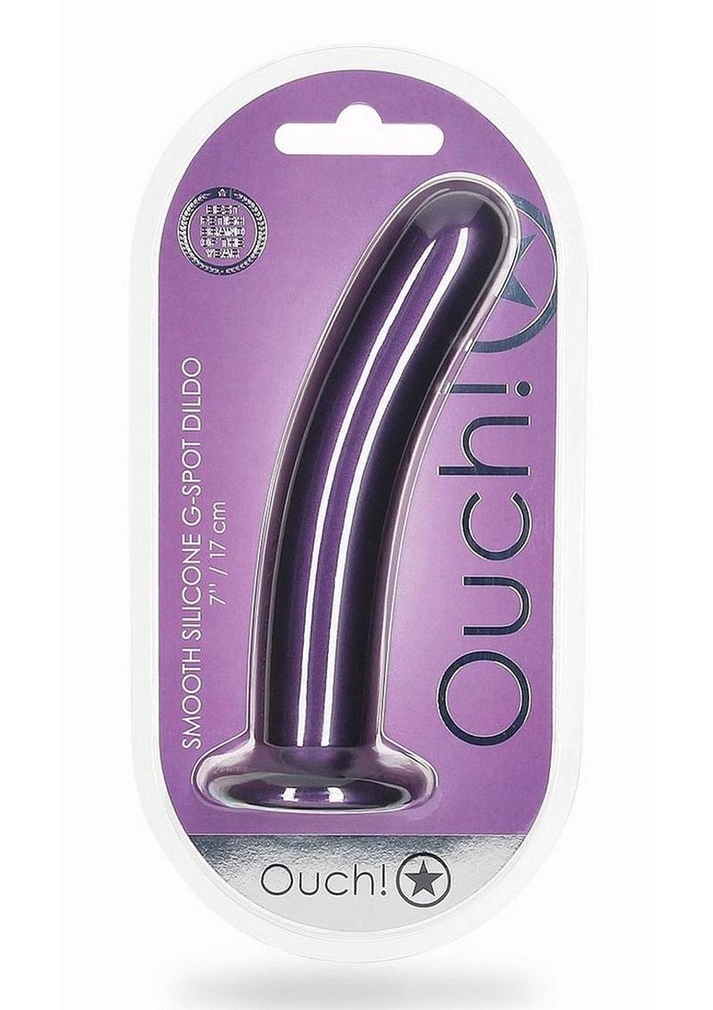 Ouch! Smooth G-Spot Silicone Dildo 7in - Metallic