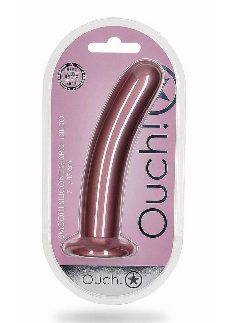 Ouch! Smooth G-Spot Silicone Dildo 7in - Metallic