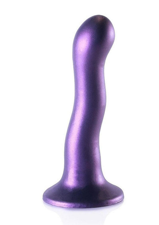 Ouch! Ultra Soft Curvy G-Spot Silicone Dildo 7in - Metallic - Purple