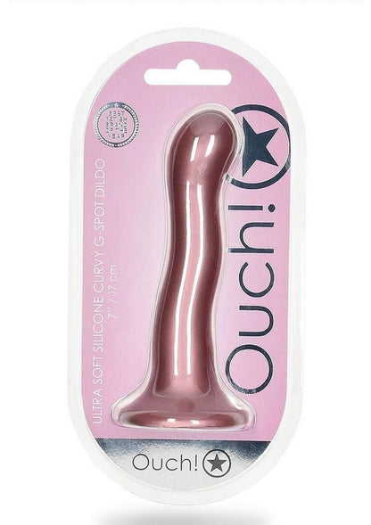 Ouch! Ultra Soft Curvy G-Spot Silicone Dildo 7in - Mettalic