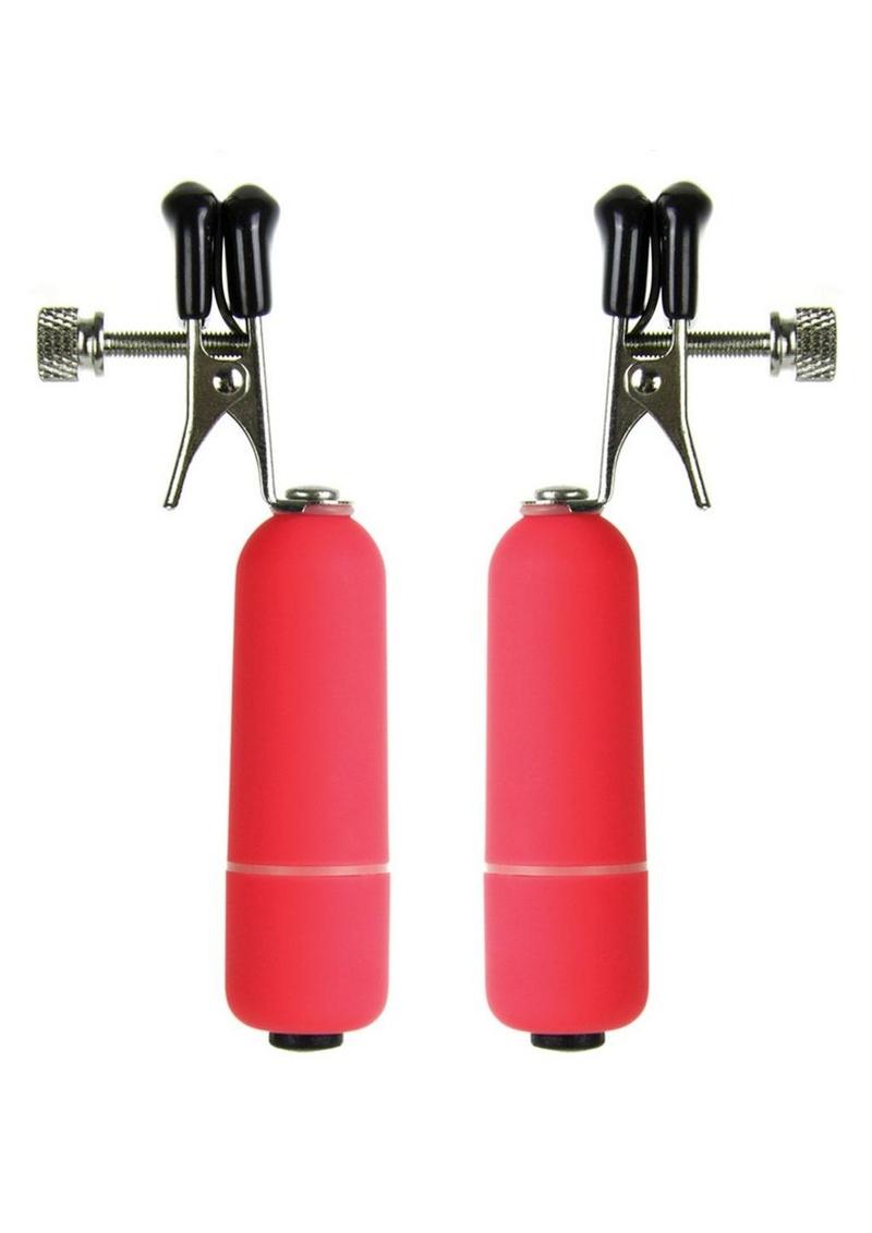 Ouch! Vibrating Nipple Clamps - Red