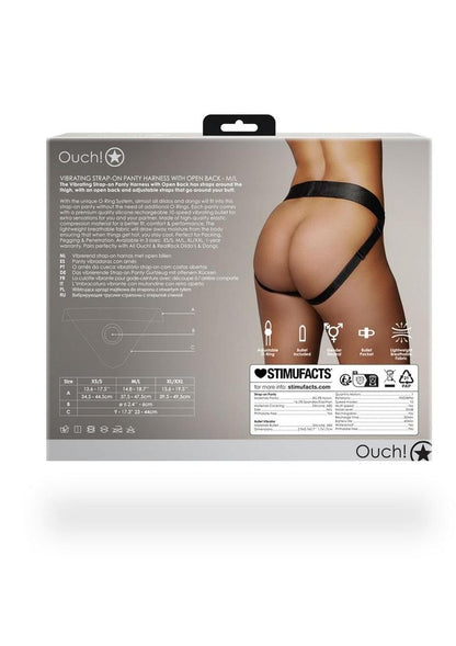 Ouch! Vibrating Strap-On Panty Harness with Open Back Rechargeable