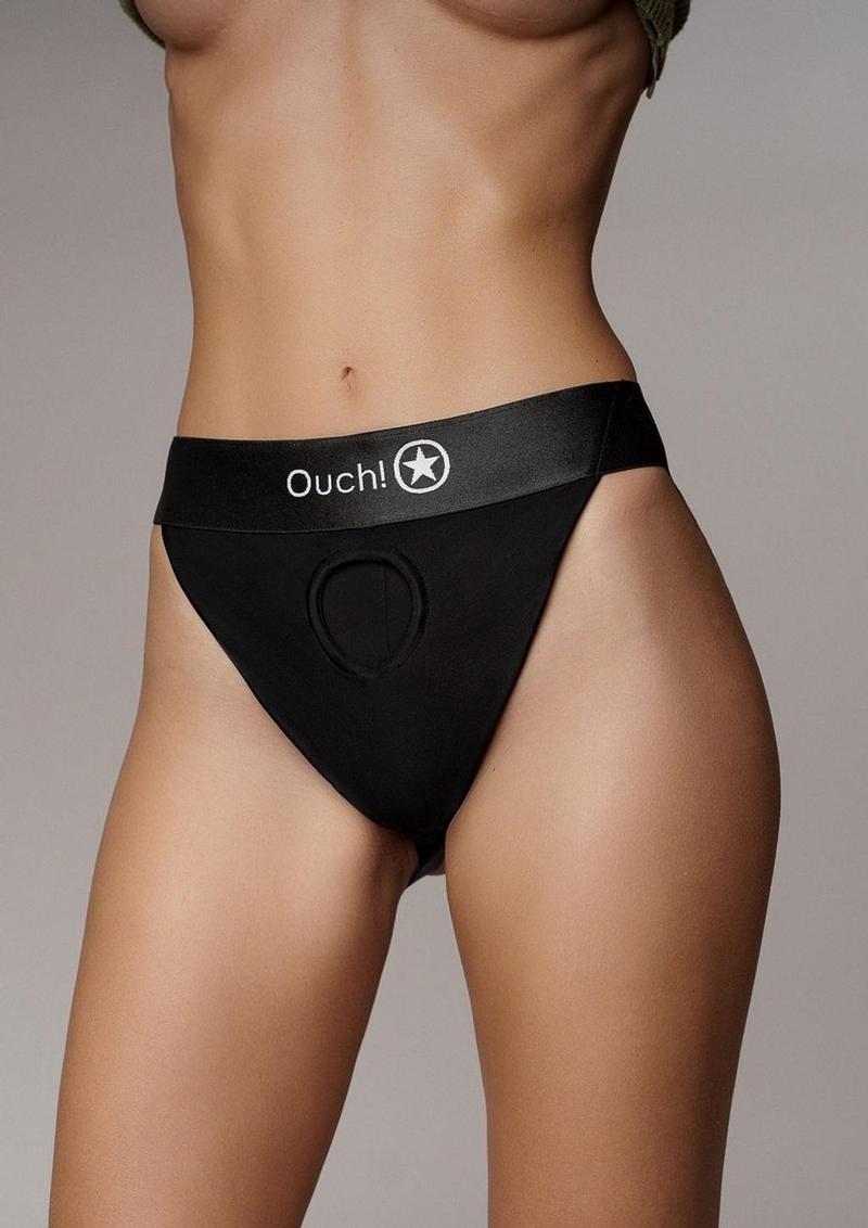 Ouch! Vibrating Strap-On Panty Harness with Open Back Rechargeable