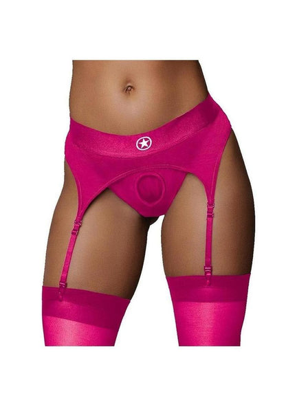 Ouch! Vibrating Strap-On Thong Rechargeable - Pink - Large/Medium