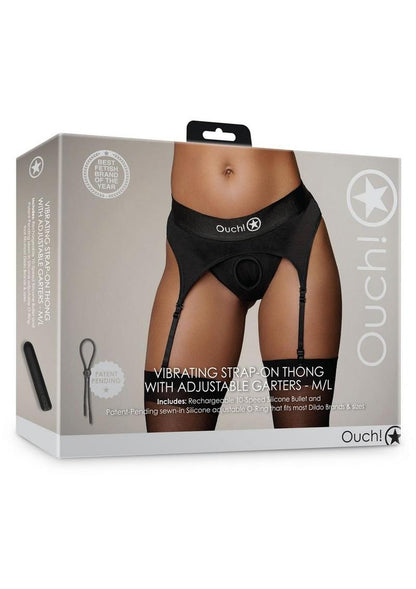 Ouch! Vibrating Strap-On Thong with Adjustable Garters Rechargeable