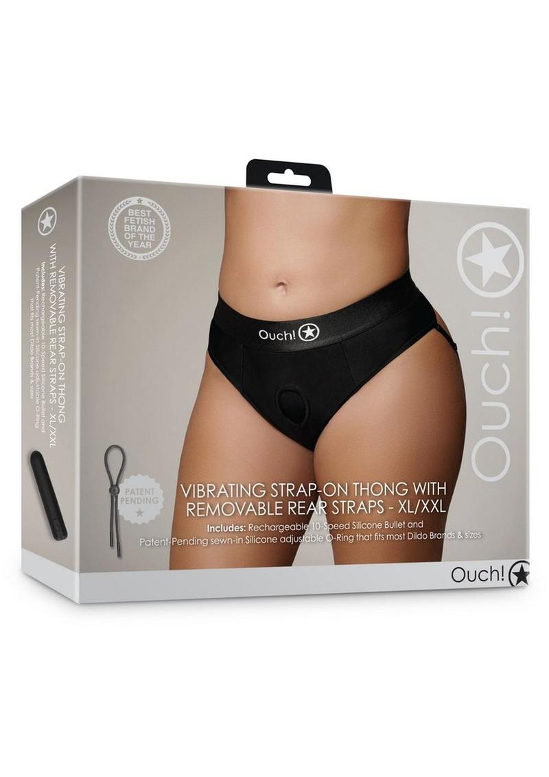 Ouch! Vibrating Strap-On Thong with Removable Butt Straps Rechargeable