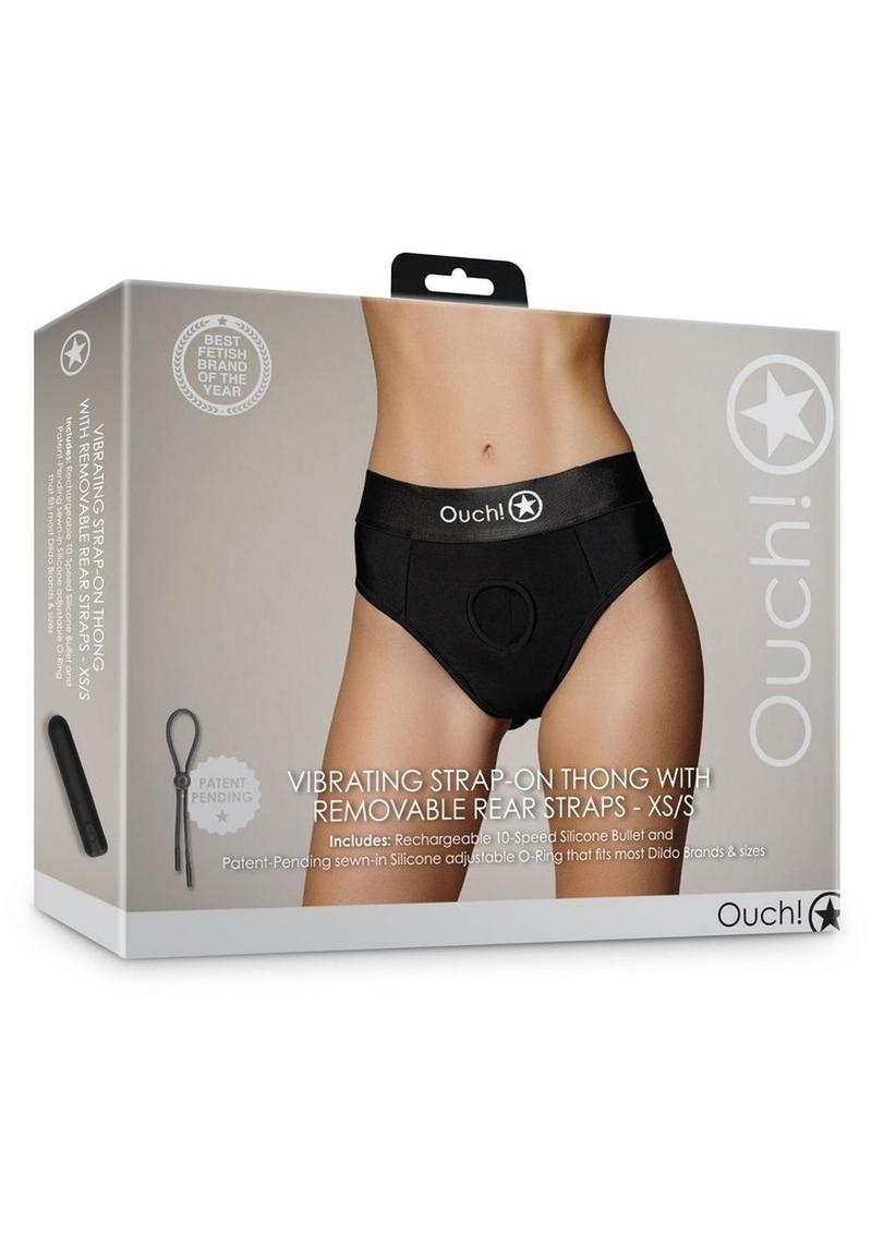 Ouch! Vibrating Strap-On Thong with Removable Butt Straps Rechargeable