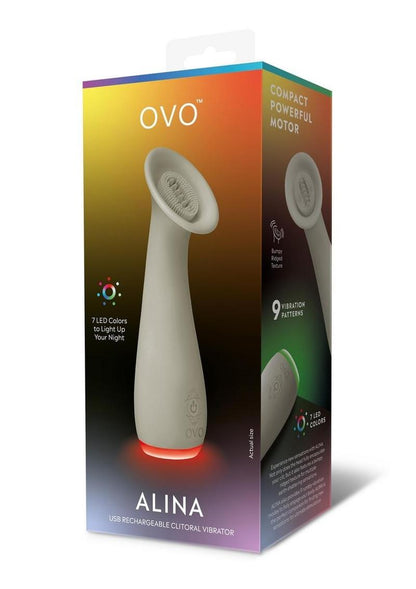 OVO Alina Rechargeable Silicone Clitoral Vibrator - Gray/Grey