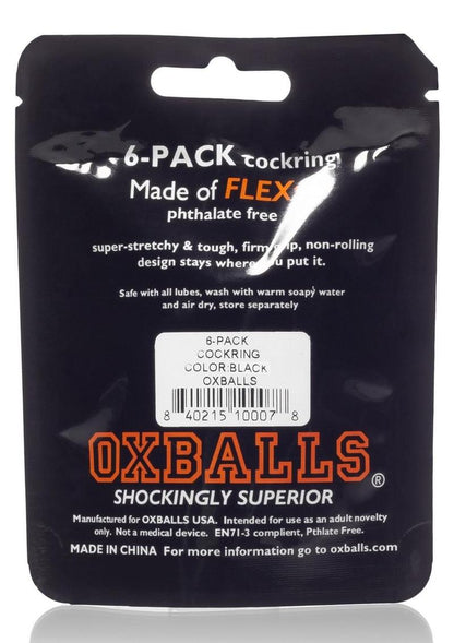 Oxballs Atomic Jock 'The 6 Pack' Sport Cock Ring - Black