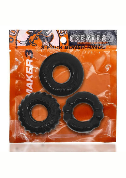 Oxballs Bonemaker Cock Ring Kit - Black - 3 Pack