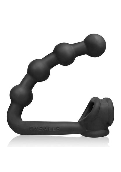 Oxballs Buttballs Silicone Cock Sling-2 with Attached Butt Plug - Black