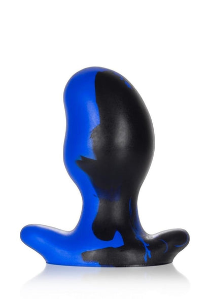 Oxballs Ergo Silicone Butt Plug - Black/Blue/Police Blue Swirl - Large