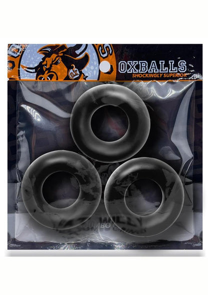 Oxballs Fat Willy Jumbo Cock Ring - Black - 3 Pack