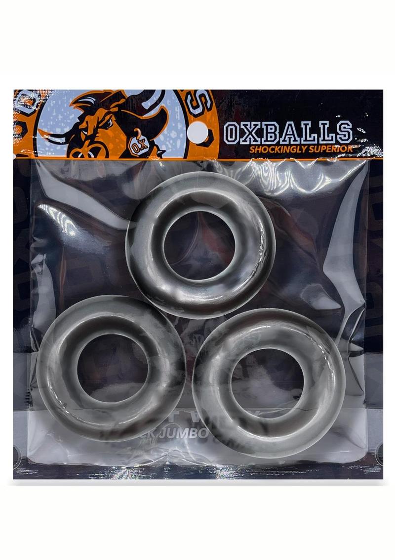 Oxballs Fat Willy Jumbo Cock Ring - Grey/Steel - 3 Pack