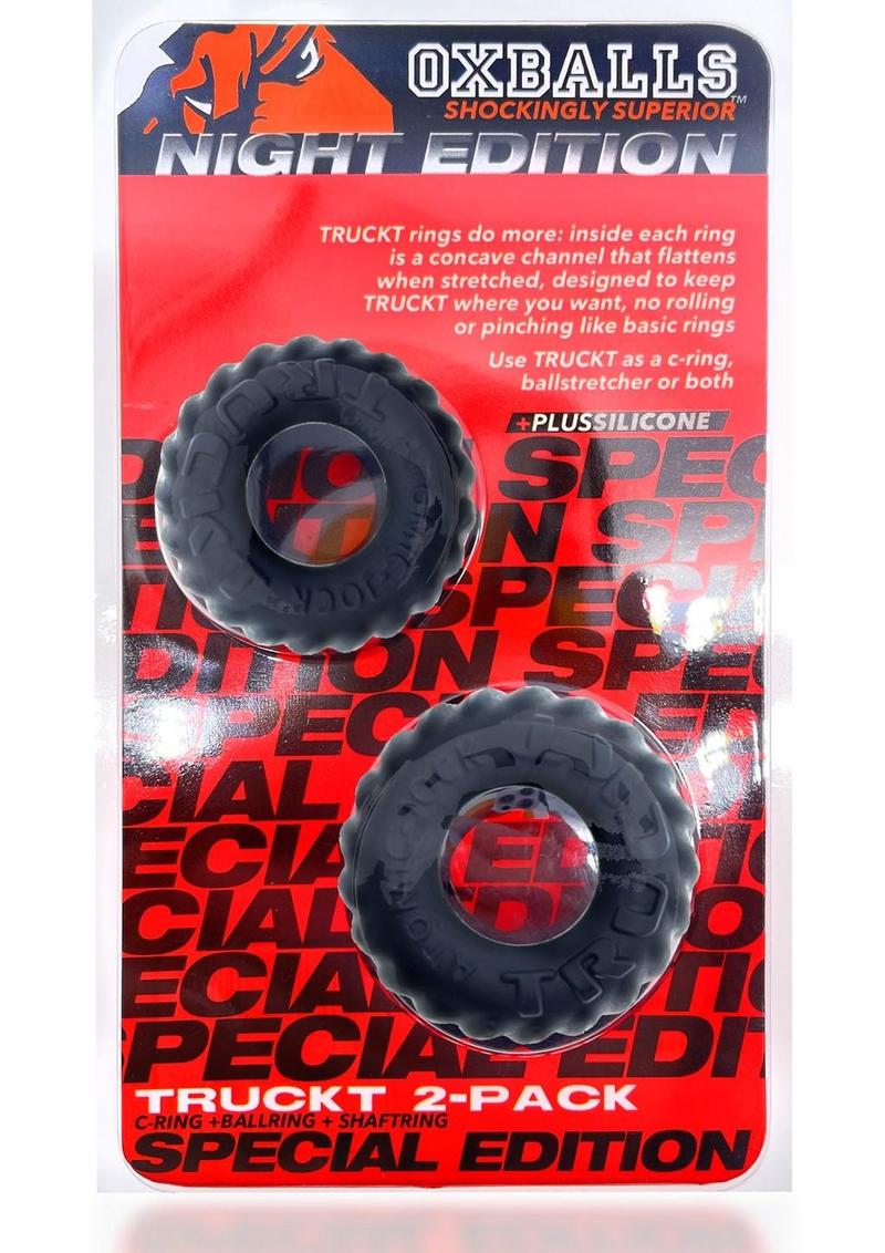 Oxballs Truckt Plus+ Silicone Cock Ring (2 Pack) - Night Edition