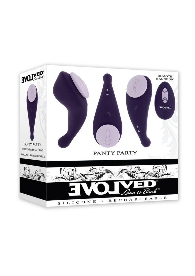 Panty Party Rechargeable Silicone Vibrator with Remote - Purple