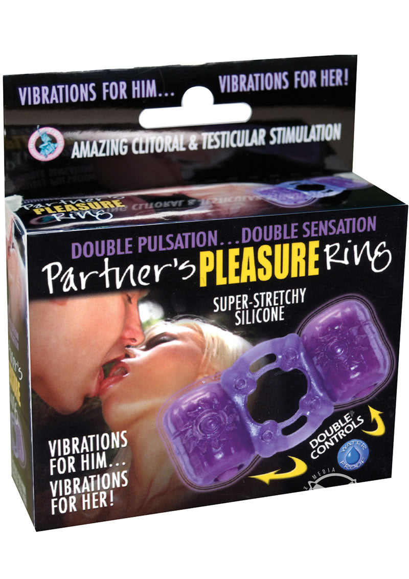 Partners Pleasure Ring Silicone Vibrating Cock Ring - Purple