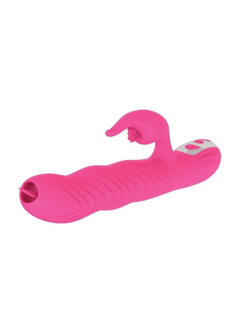 Passion Dolphin Heat Up Rechargeable Silicone Rabbit Vibrator - Pink