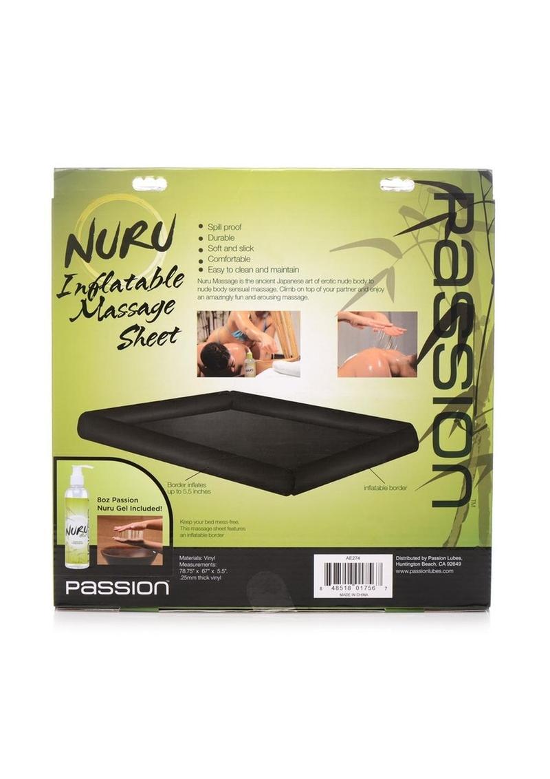 Passion Nuru Inflatable Massage Sheet and Gel Kit - Black