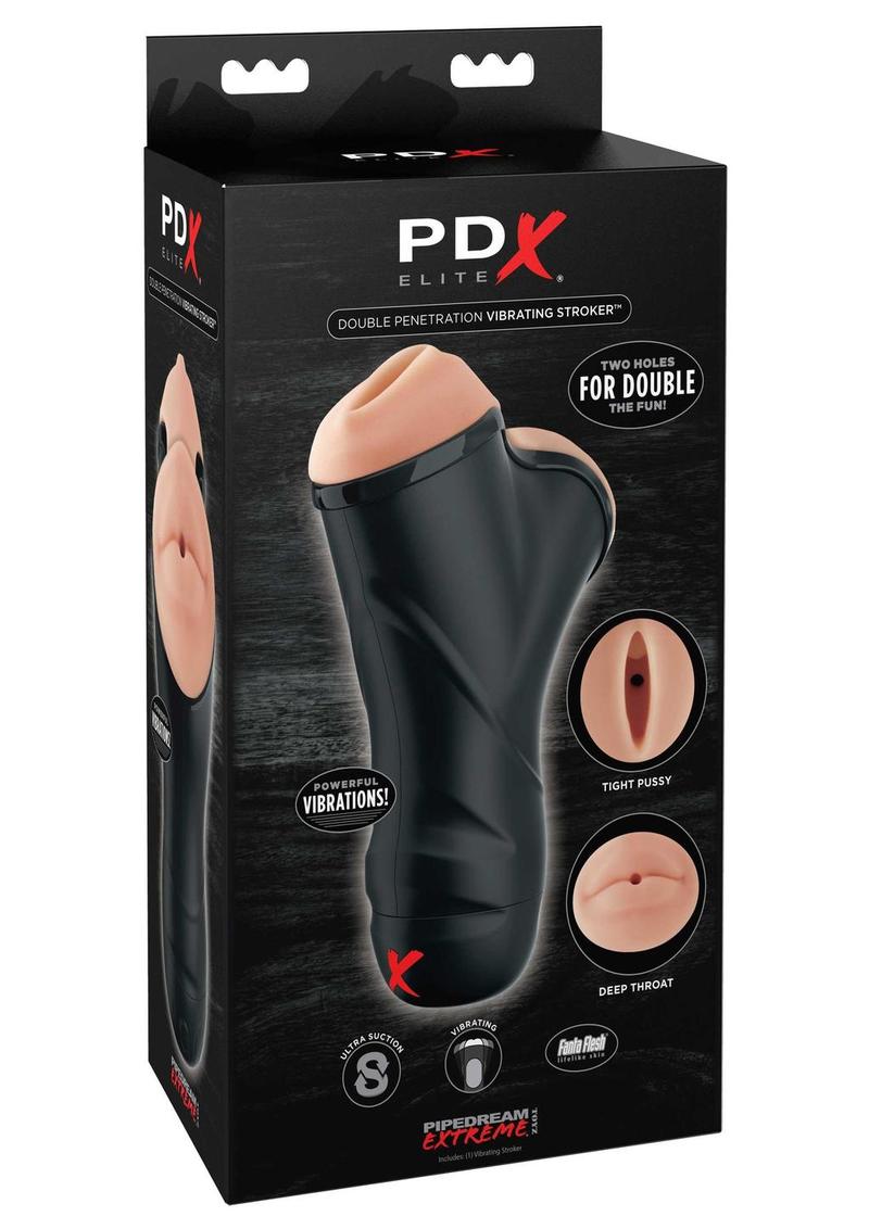 Pipedream Extreme Elite Double Penetration Vibrating Masturbator - Pussy and Mouth