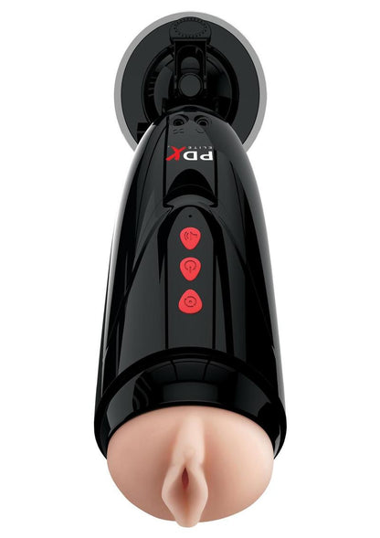 Pipedream Extreme Elite Rechargeable Dirty Talk Starter Masturbator - Pussy - Black/Flesh/Vanilla