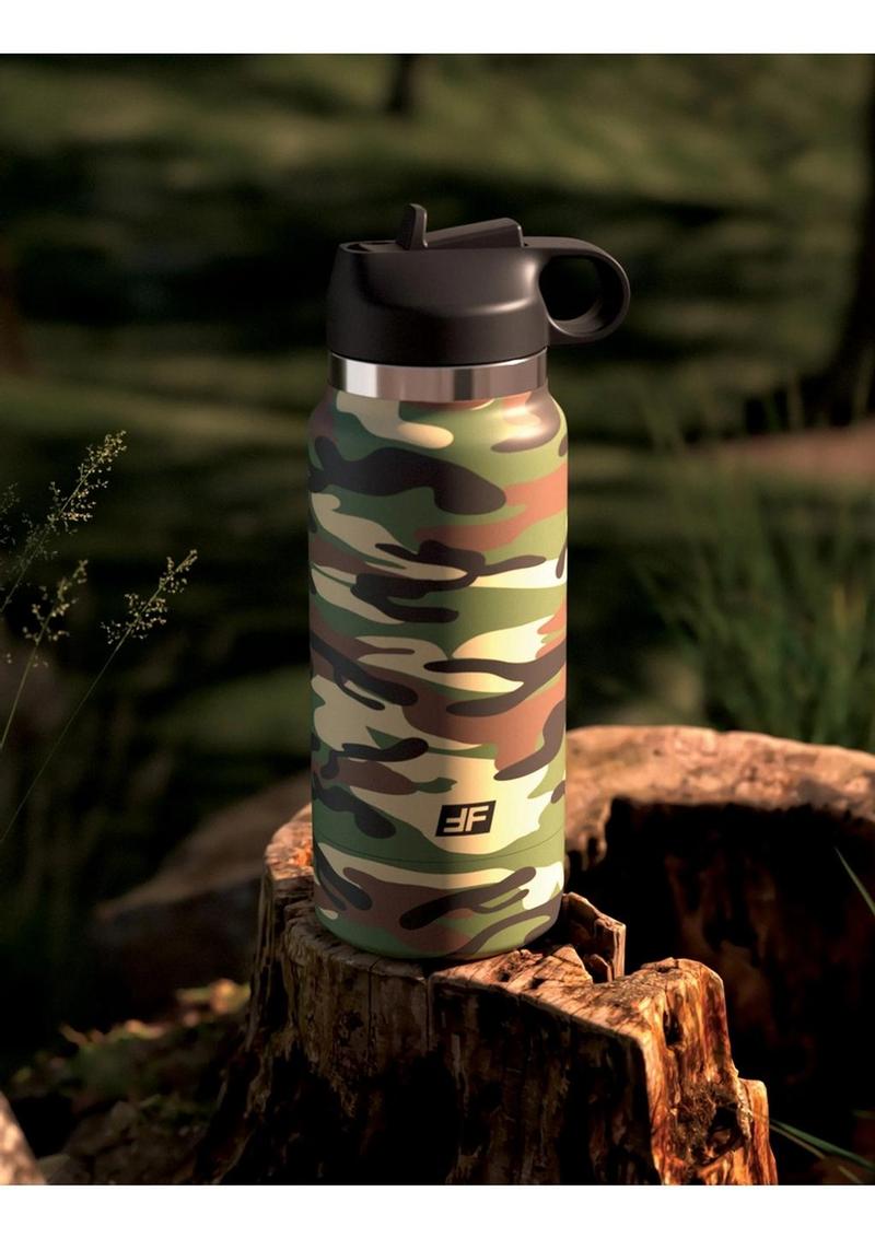 Pdx Plus Fap Flask Happy Camper Stroker - Frosted/Camo - Multicolor/White