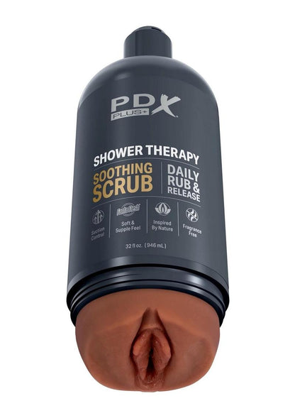 Pdx Plus Shower Therapy Soothing Scrub Discreet Stroker - Chocolate - Chocolate