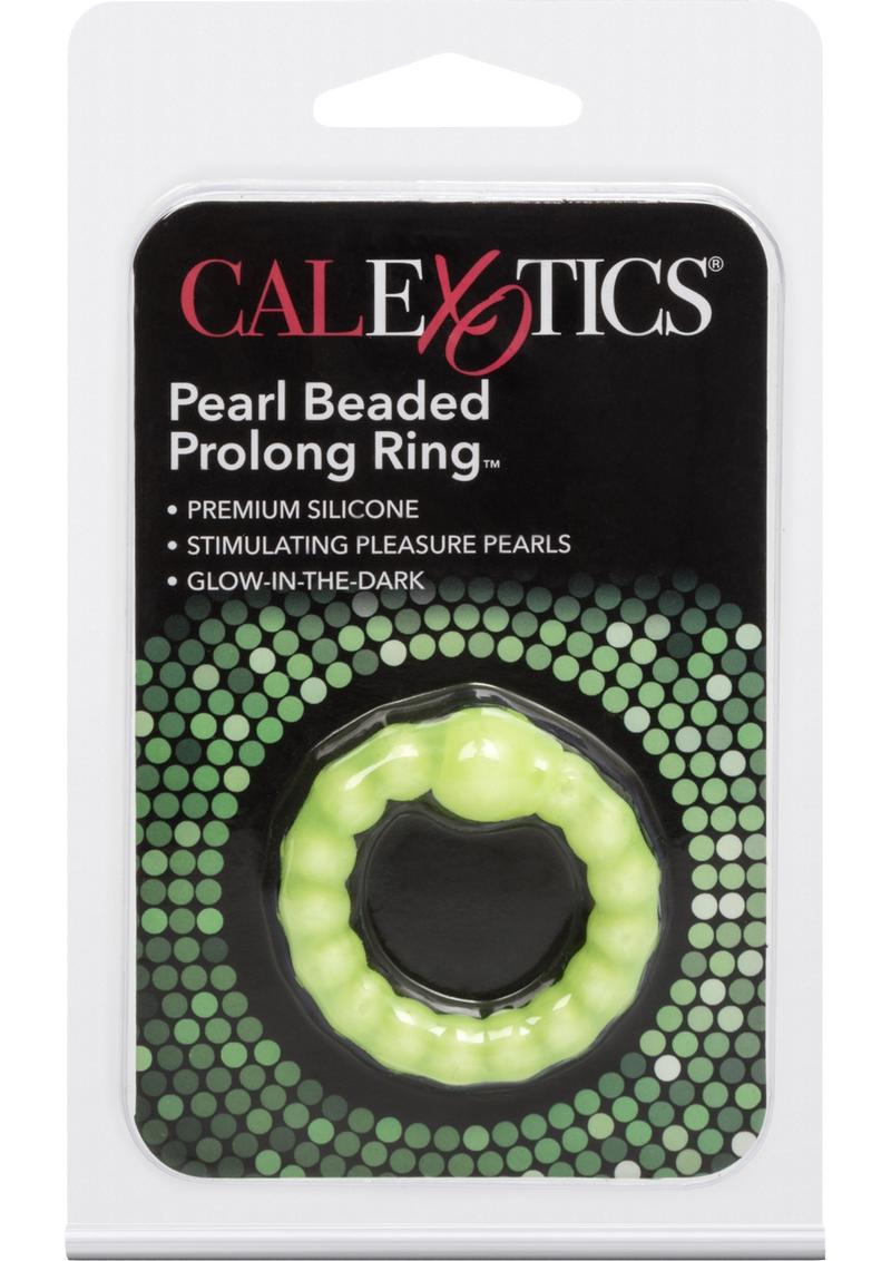 Pearl Beaded Prolong Silicone Cock Ring - Glow - Yellow