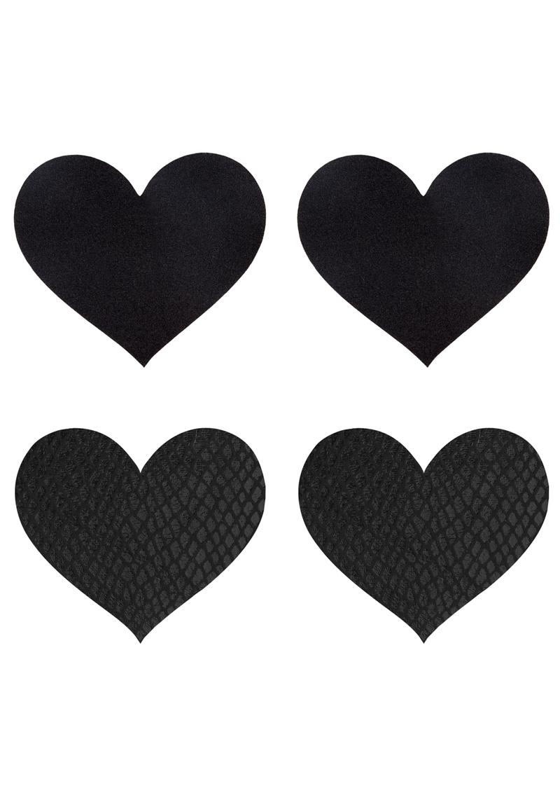 Peekaboo Classic Black Hearts Pasties - Black