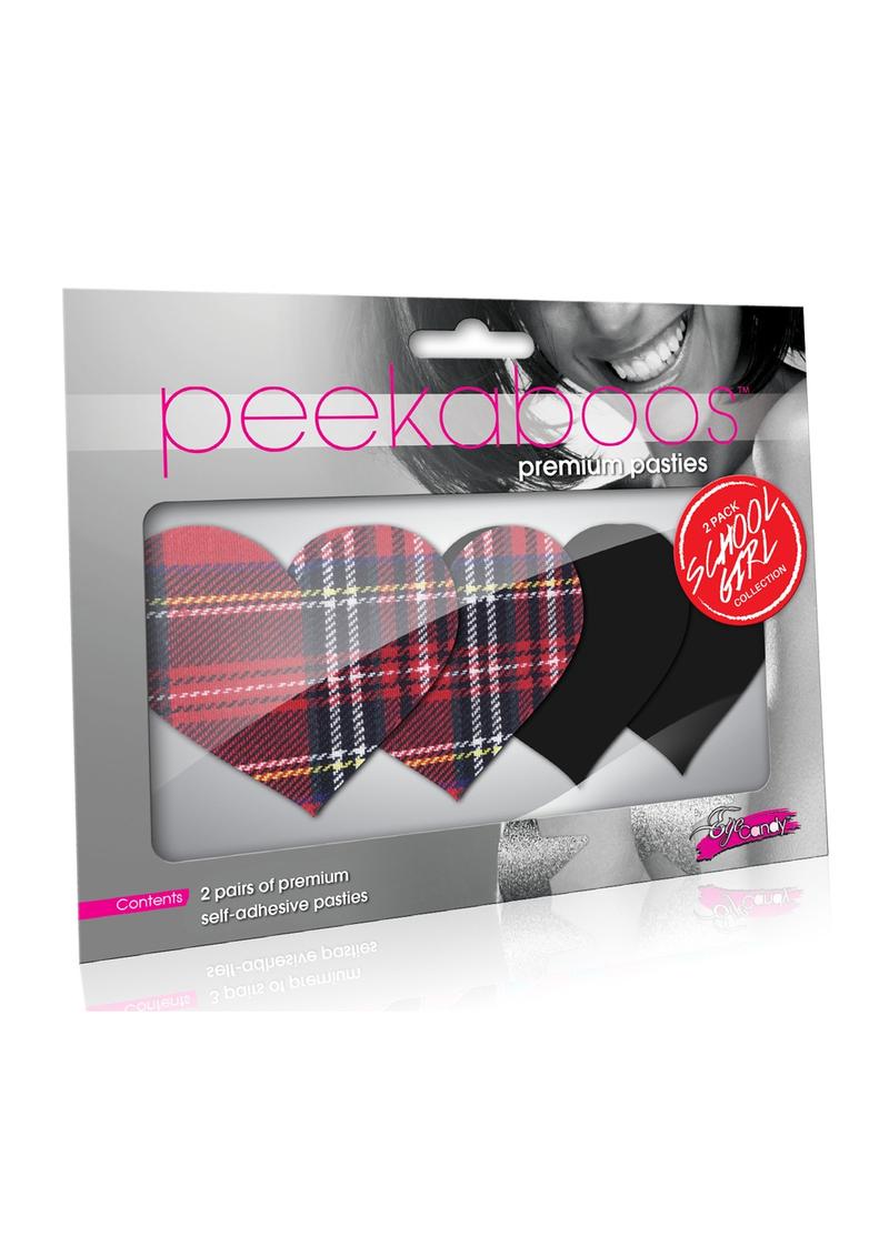 Peekaboo Schoolgirl Hearts Pasties - Red