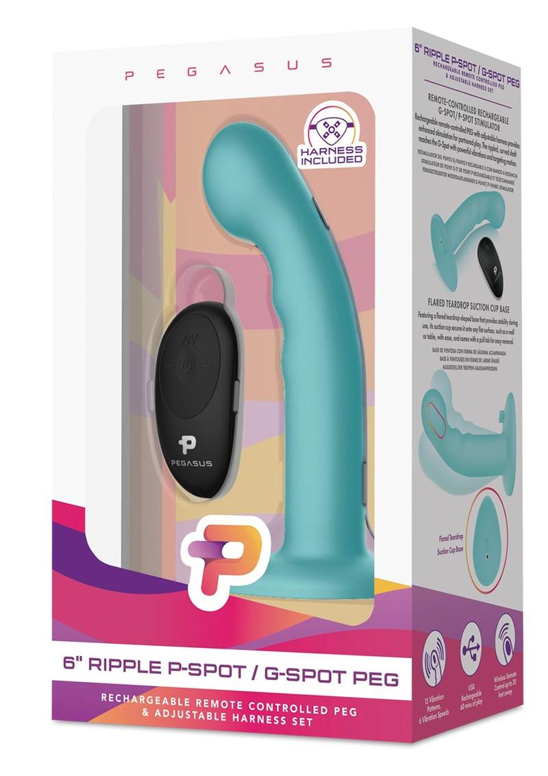 Pegasus Remote Control Ripple P-Spot/G-Spot Silicone Peg with Harness