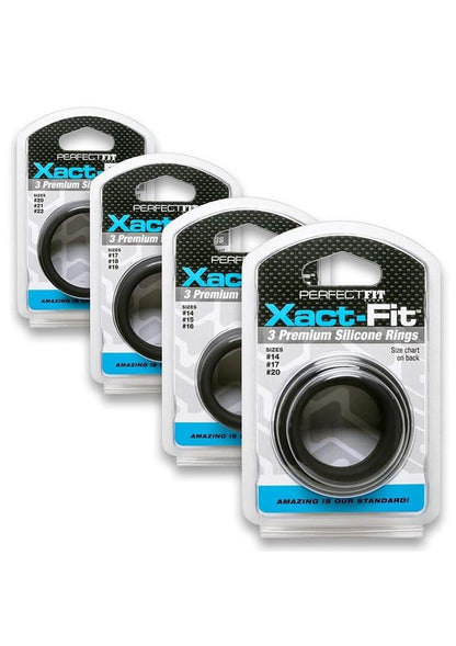 Perfect Fit Xact-Fit Silicone Ring Kit Assorted Size - Black - 3 Pack