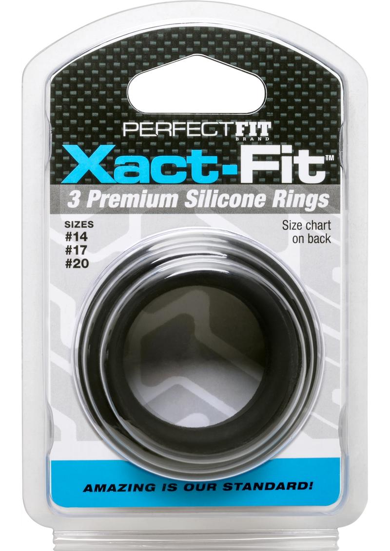 Perfect Fit Xact-Fit Silicone Ring Kit Assorted Size - Black - 3 Pack