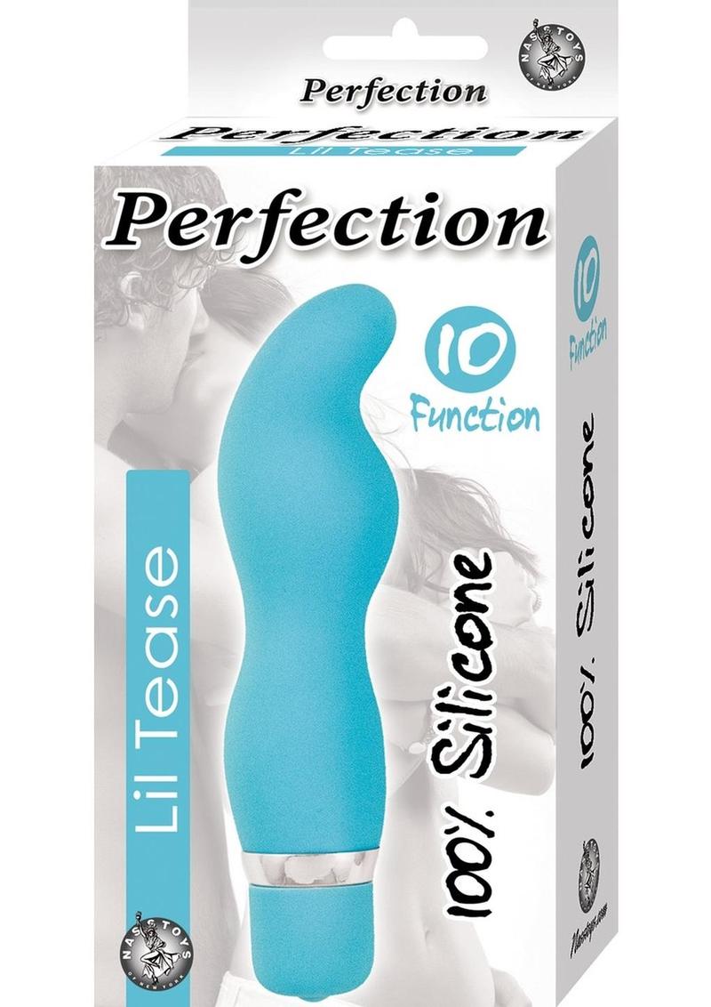 Perfection Lil Tease Silicone Vibrator - Blue/Turquoise - 4.85in