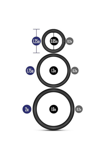 Performance Vs4 Pure Premium Silicone Cock Ring Set (3 Sizes - Black