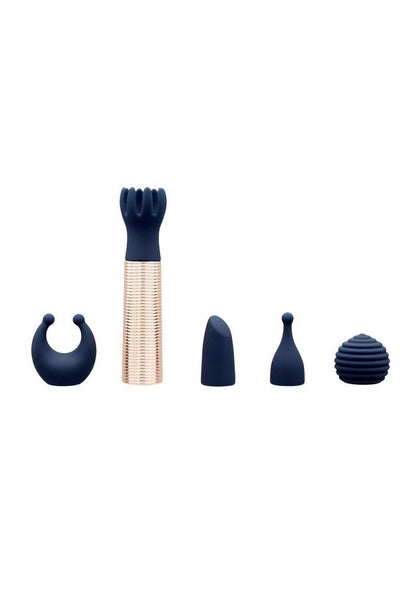 Pillow Talk Secrets Desires Rechargeable Silicone Bullet - Blue/Navy Blue/Rose Gold - 6 Piece/Set