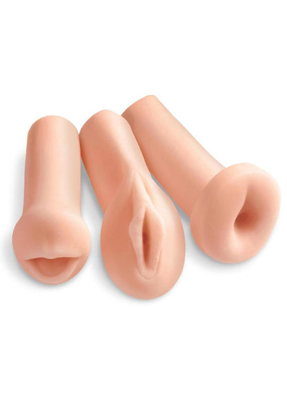 Pipedream Extreme Toyz All 3 Holes Masturbator Kit - Flesh/Vanilla - 4 Pieces