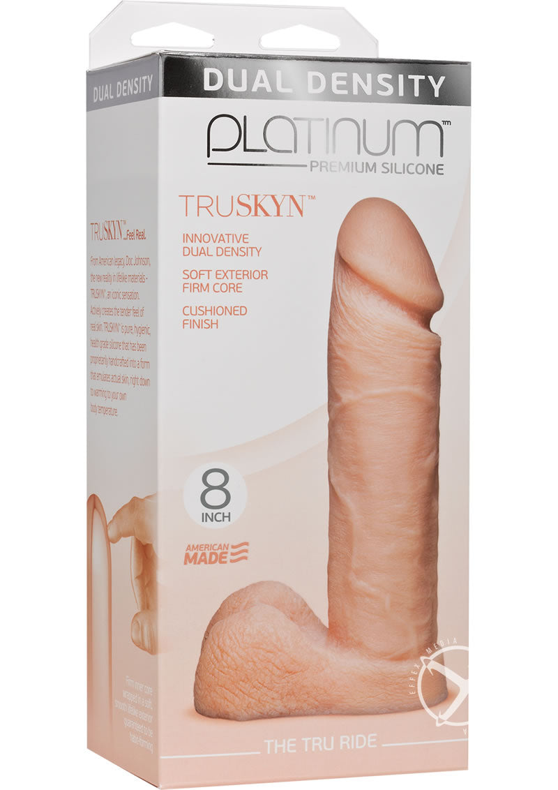 Platinum Premium Silicone The Tru Ride Dildo - Flesh/Vanilla - 8in