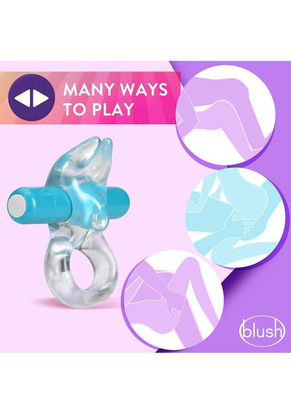 Play with Me Bull Vibrating Cock Ring - Blue