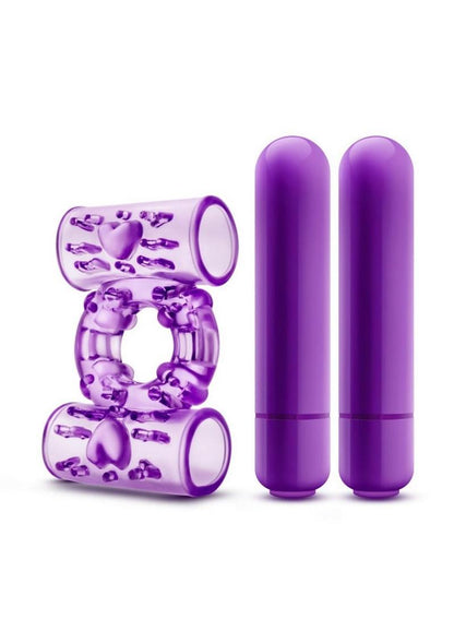 Play with Me Double Play Dual Vibrating Cock Ring - Purple