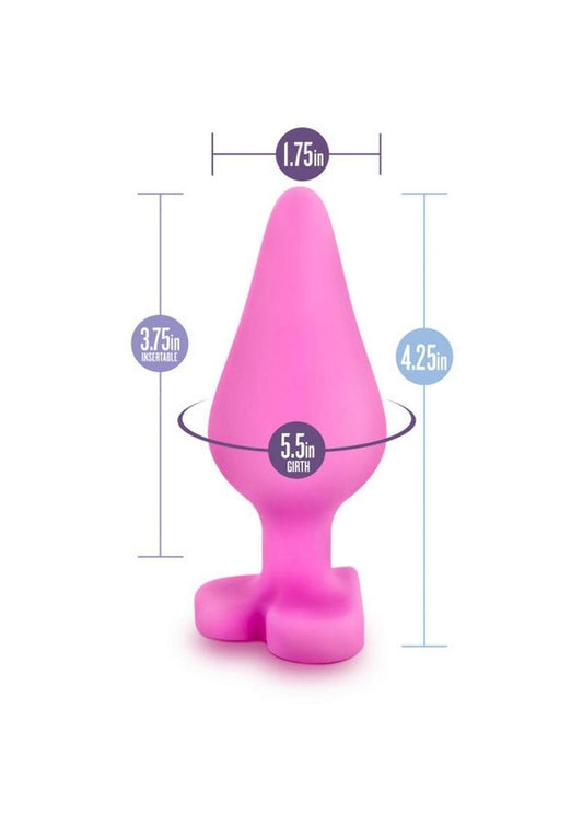 Play with Me Naughtier Candy Heart Ride Me Silicone Butt Plug - Pink