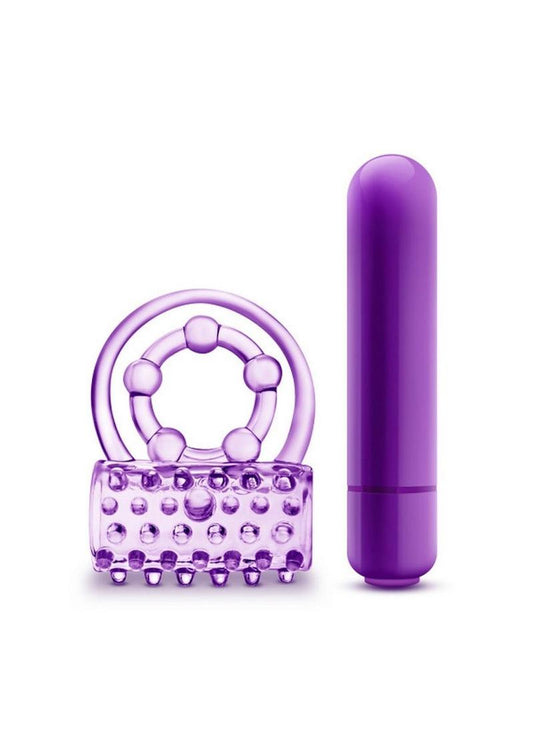 Play with Me The Player Vibrating Double Strap Cock Ring - Purple