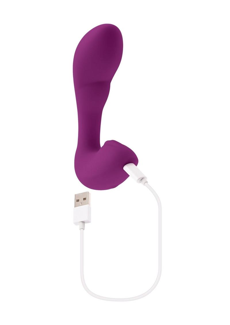 Playboy Arch Rechargeable Silicone Vibrator with Clitoral Stimulator - Purple