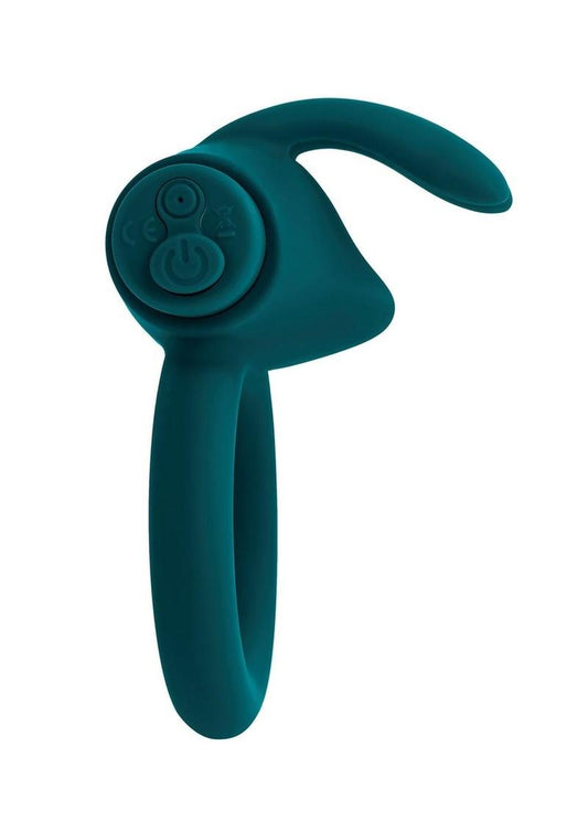 Playboy Bunny Buzzer Rechargeable Silicone Cock Ring - Teal