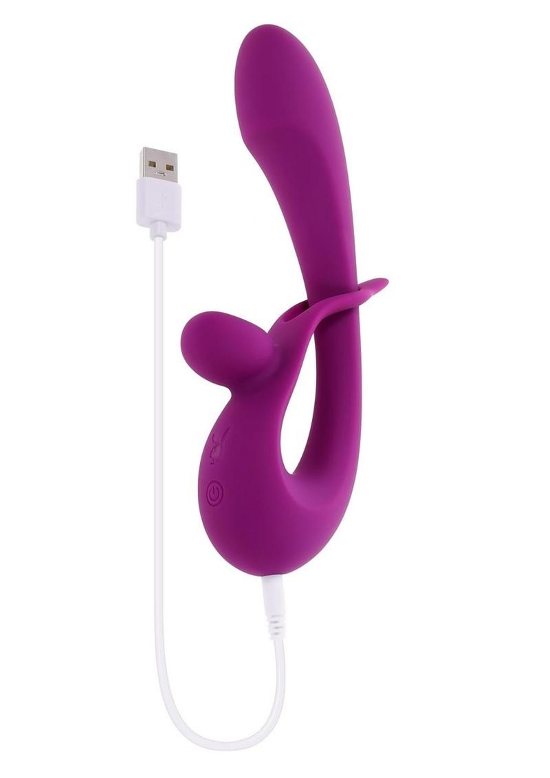 Playboy Cha Cha Slide Rechargeable Silicone Dual Vibrator - Purple