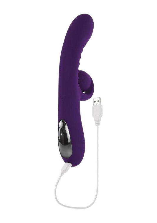 Playboy Curlicue Rechargeable Silicone Rabbit Vibrator - Purple