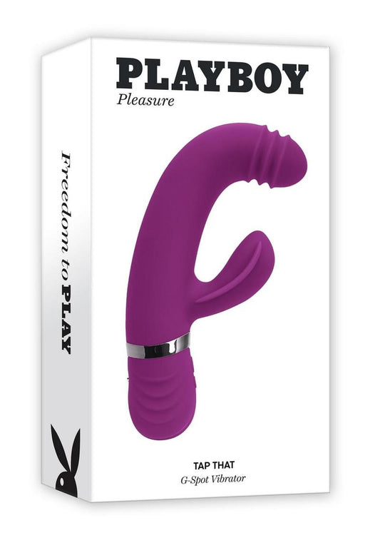 Playboy Tap That Rechargeable Silicone Vibrator with Clitoral Stimulator - Purple