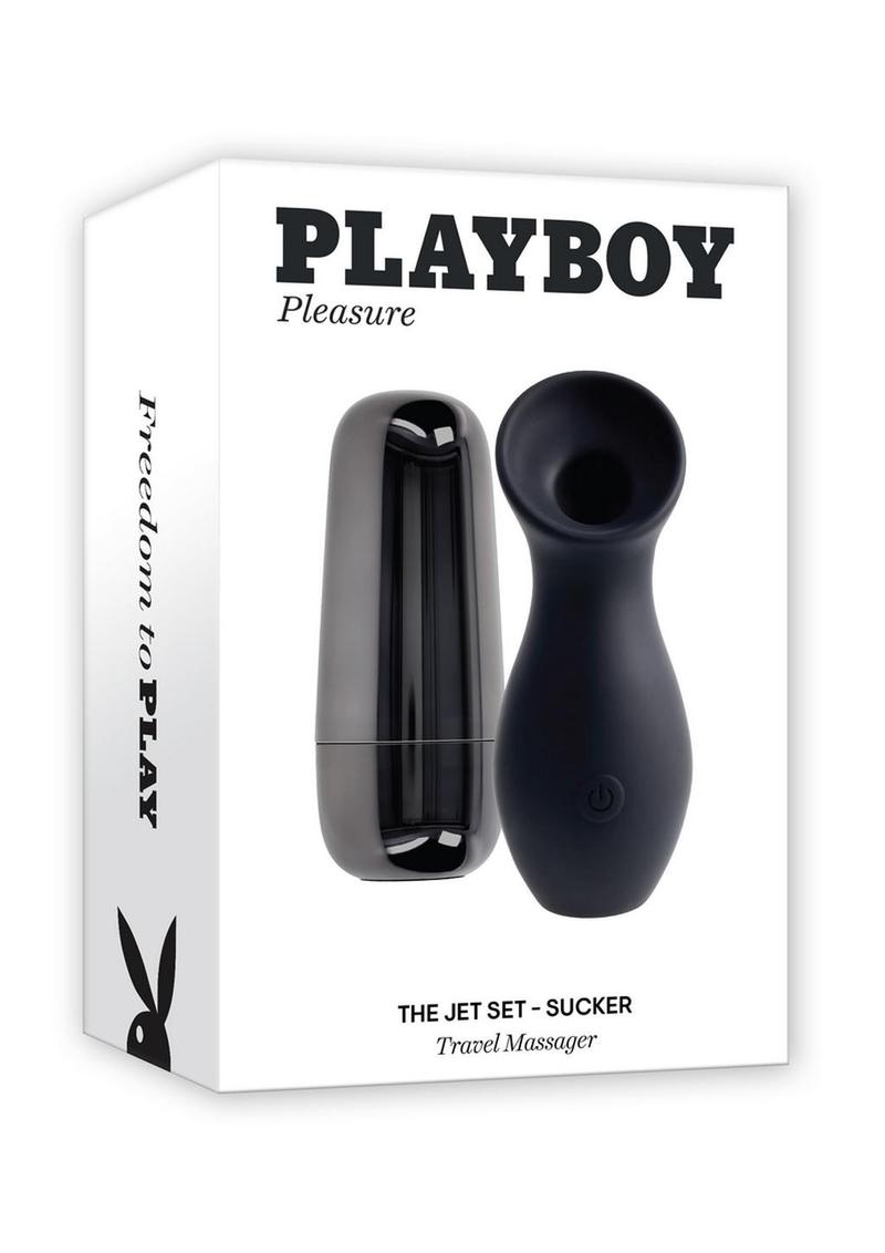 Playboy The Jet Set Sucking Rechargeable Silicone Clitoral Stimulator - Black